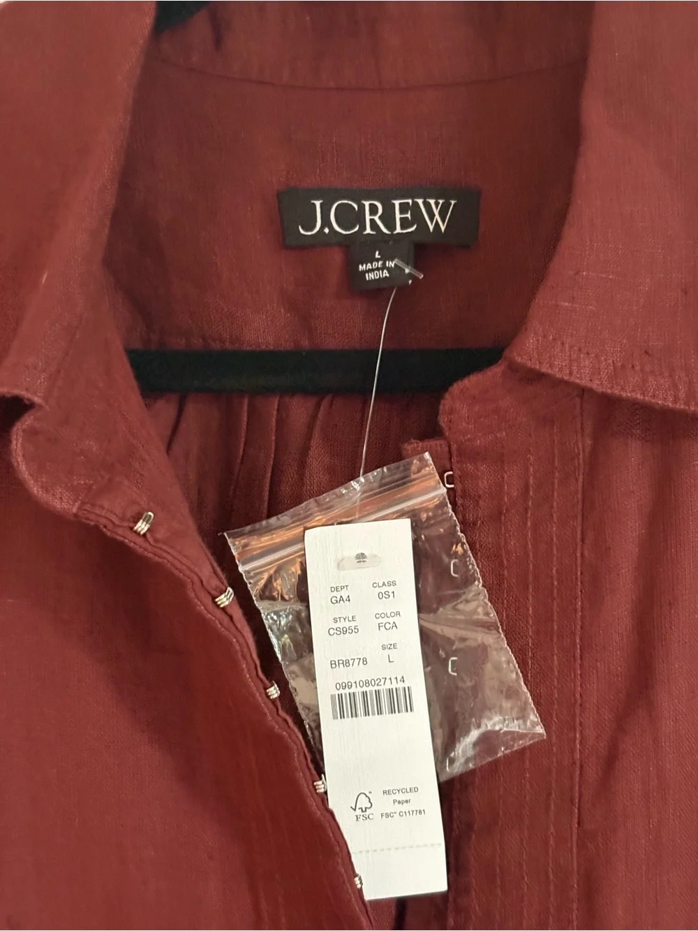 NWT J. Crew Tunic dress in linen midi L